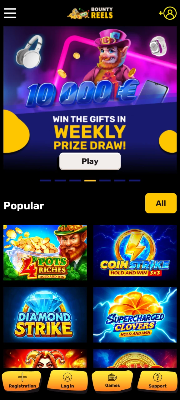 Download the Bounty Reels App to access the home screen.