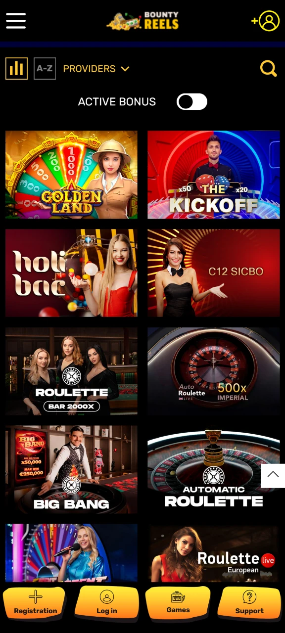 Play exciting casino games on the Bounty Reels App after downloading.