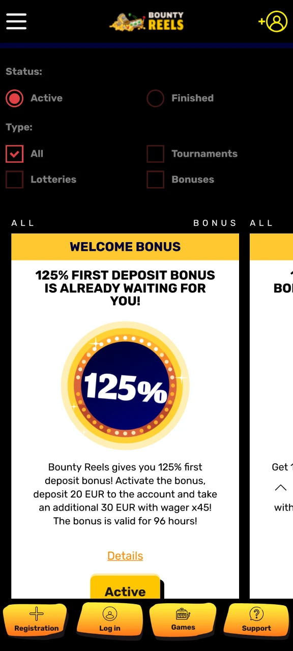Explore available promotion offers in the Bounty Reels App for rewards.