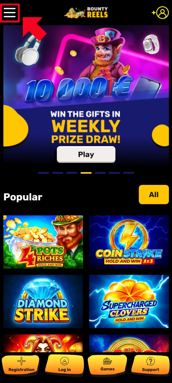 Open the Bounty Reels App to begin your mobile registration.