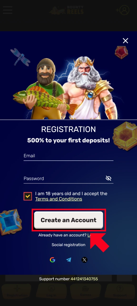 Complete your Bounty Reels Registration and verify your profile to play.