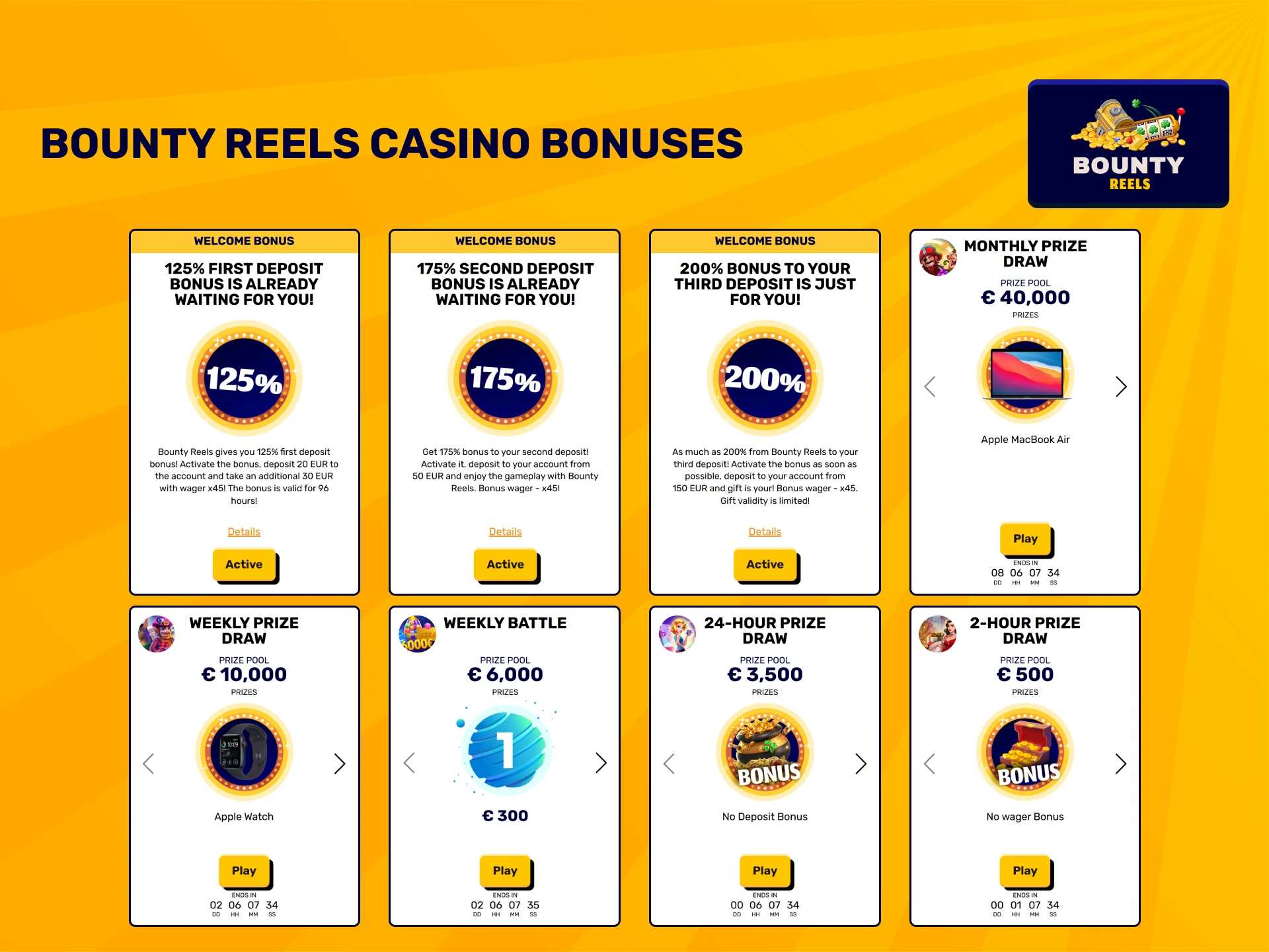 Explore and enjoy diverse Bounty Reels Casino Bonuses for top slot games.