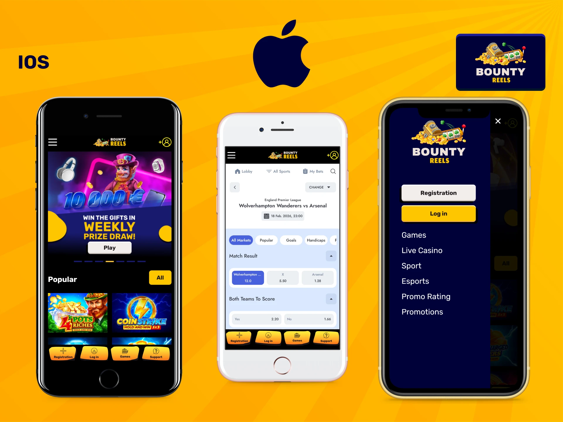 Download the Bounty Reels app for iOS to bet anywhere.