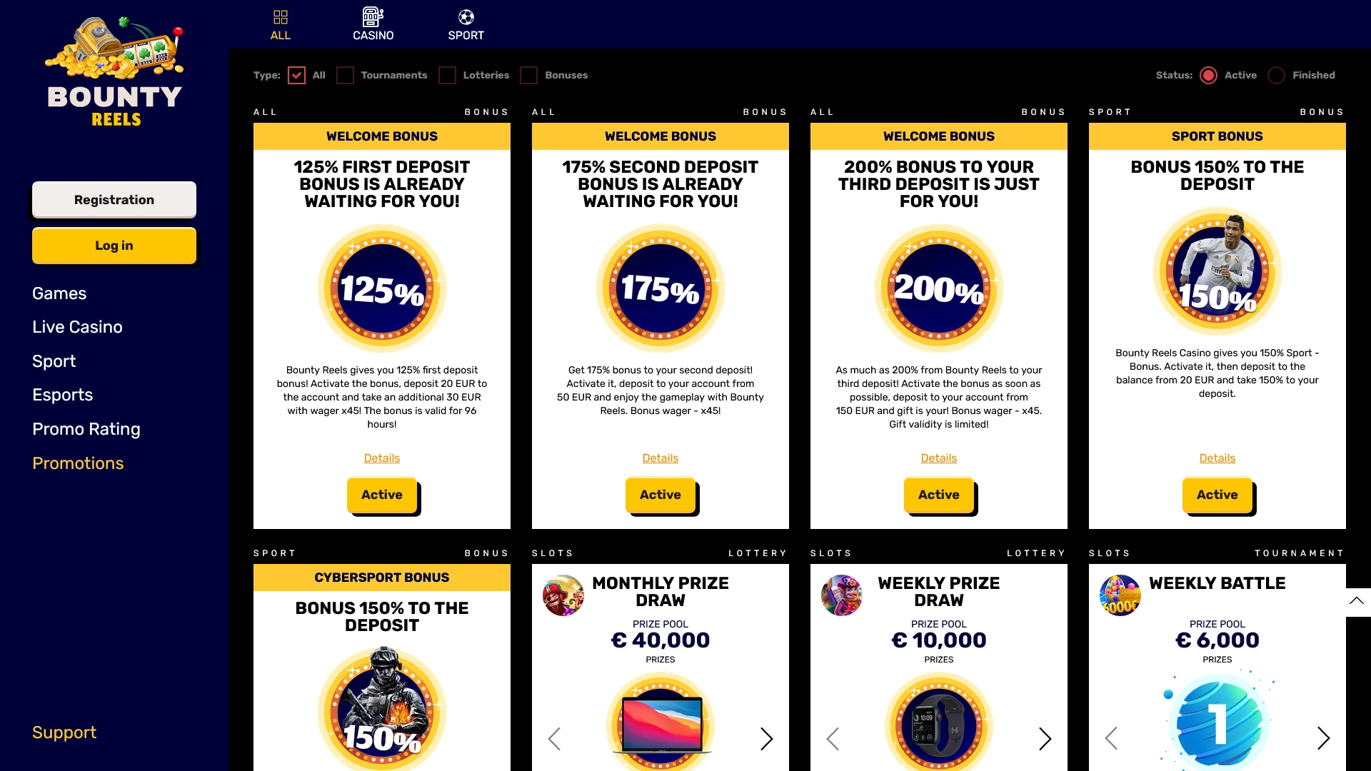 View the latest Bounty Reels Promotion offers for British players.