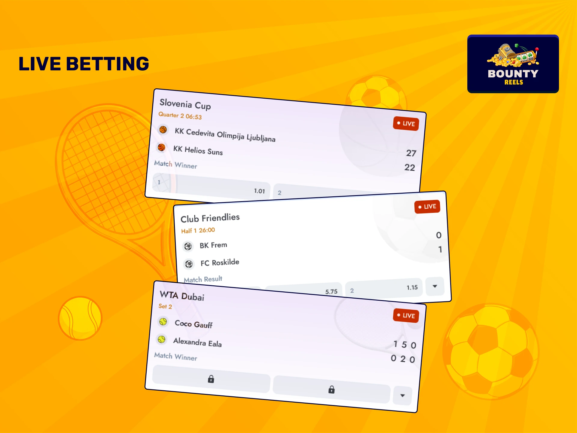 Engage in live betting on your favorite matches at Bounty Reels.