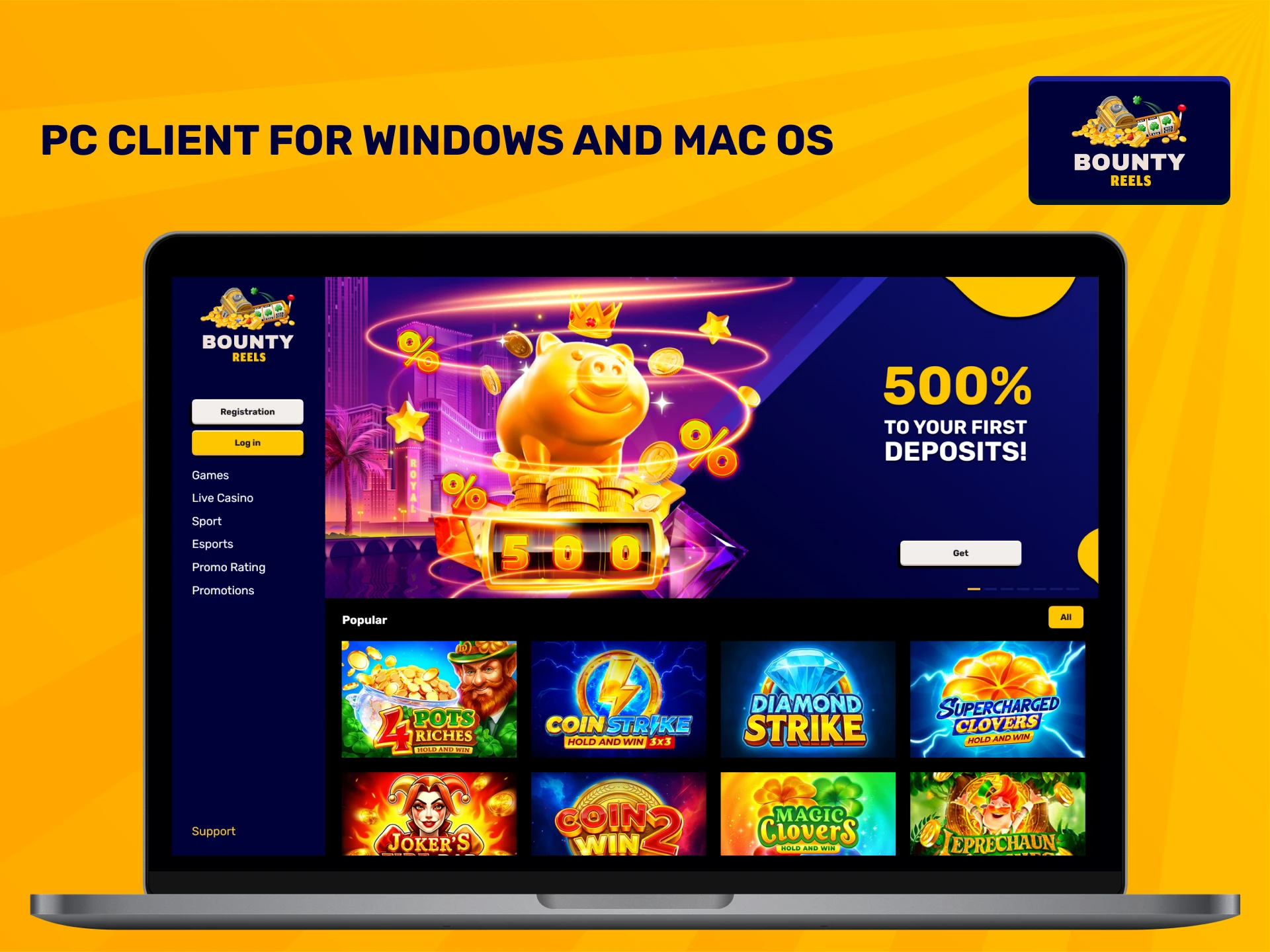 Get the Bounty Reels PC client for Windows and macOS.