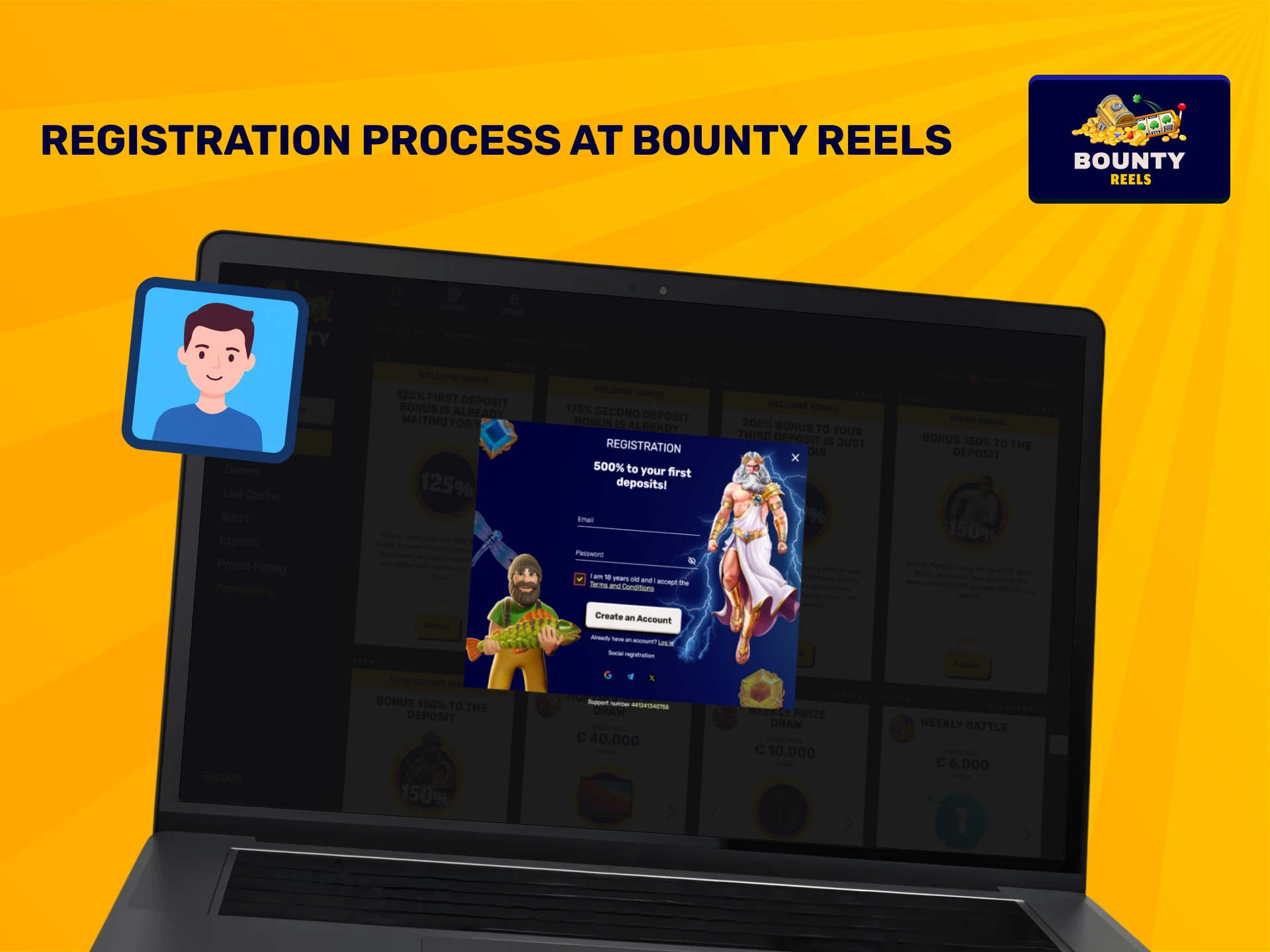 Start the Bounty Reels registration process to join the action.