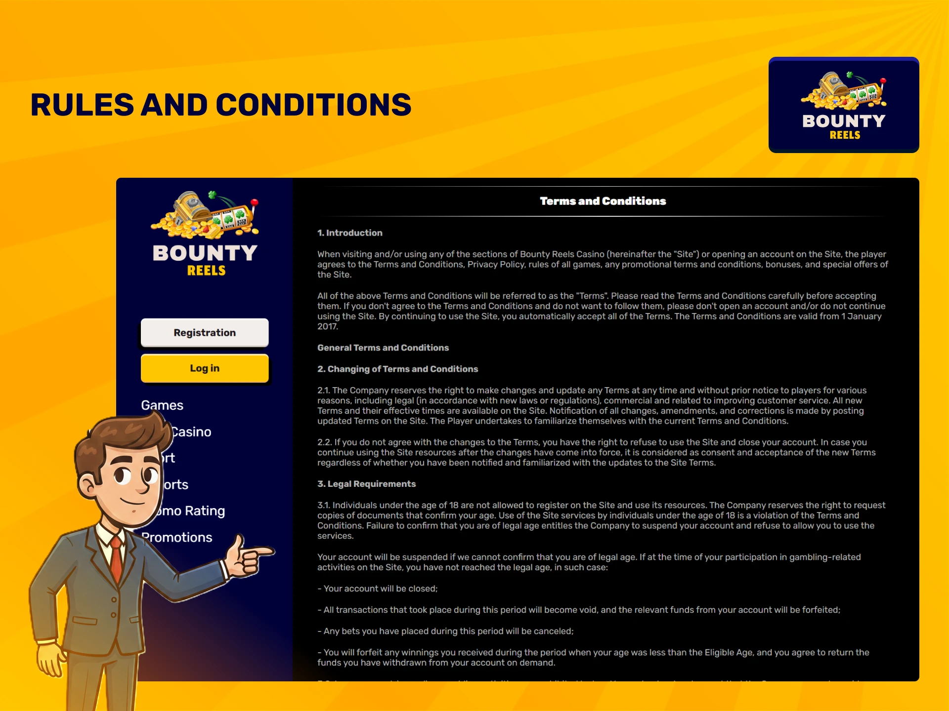 Review the Bounty Reels rules and conditions for fair play.