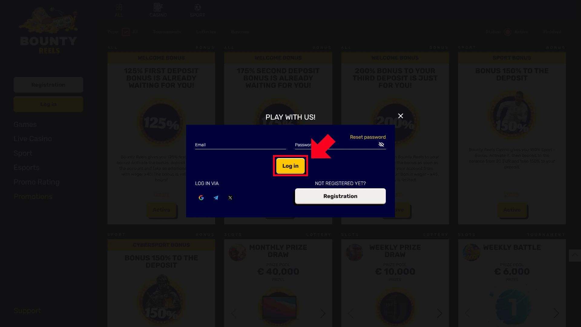 Access account features at Bounty Reels to enjoy the full platform.