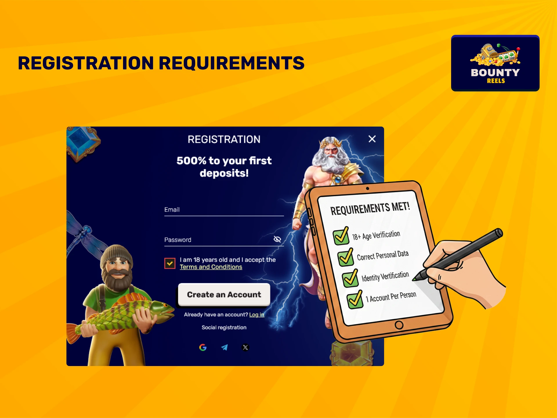 Create a Bounty Reels account by meeting all the necessary registration requirements.