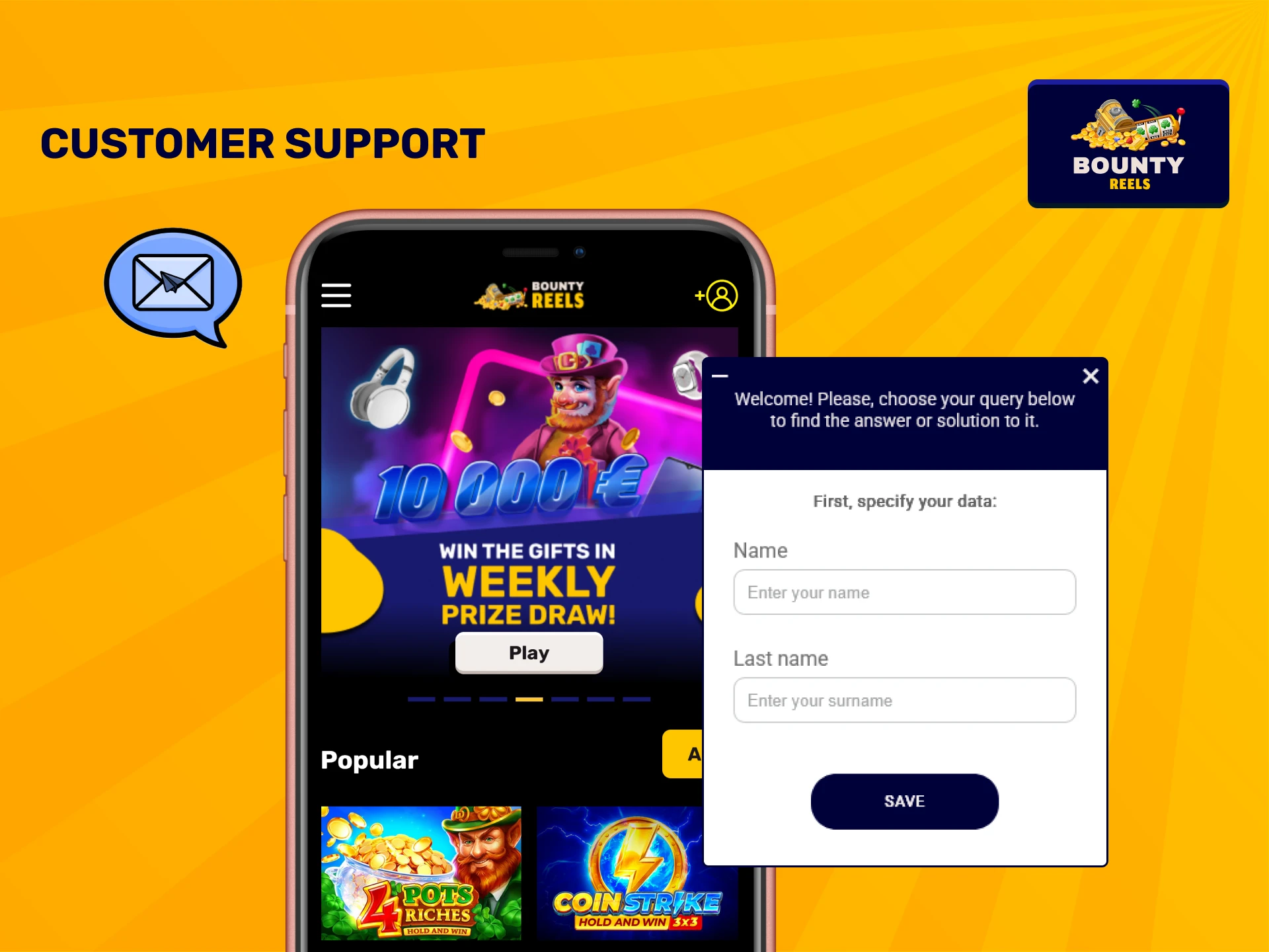 Get help with Bounty Reels withdrawal queries from the dedicated service team.